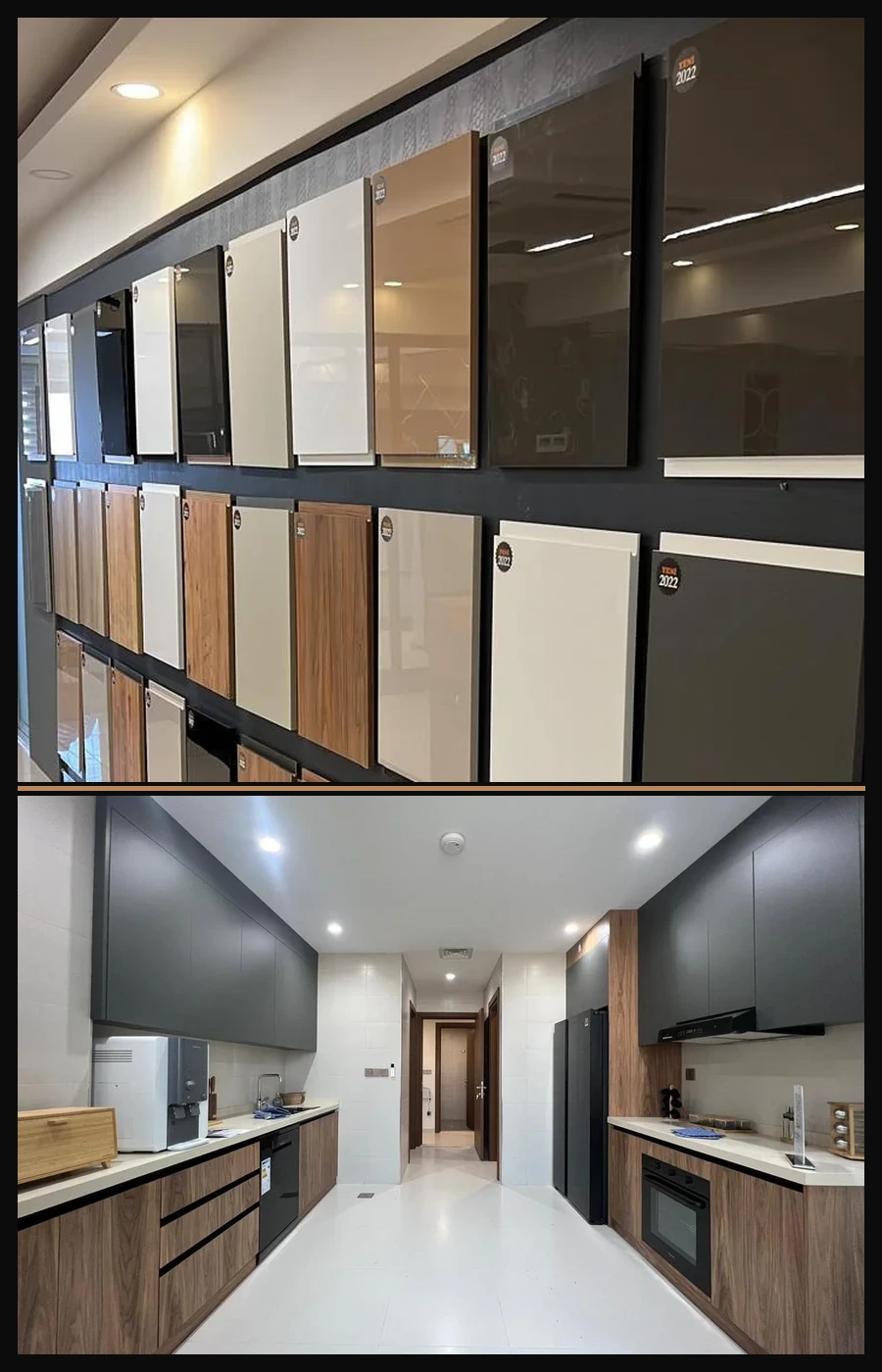 Kitchen door and finish composition