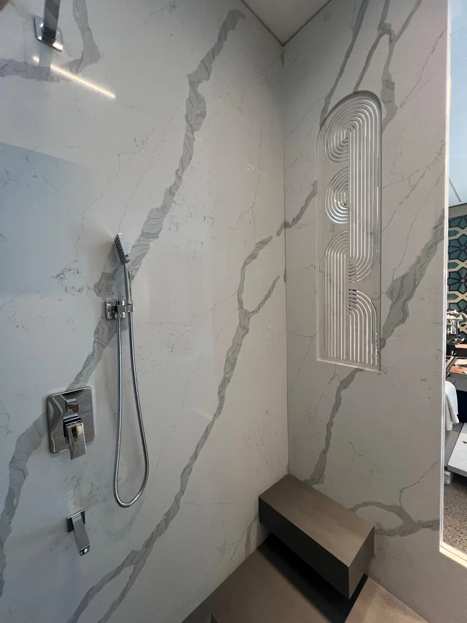 Bathroom wall and bench fabrication