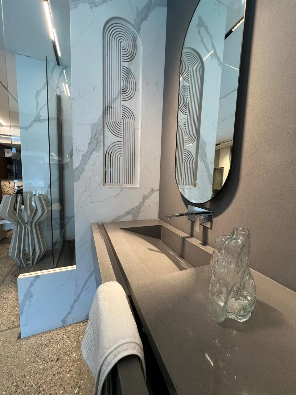 Integrated stone vanity and basin